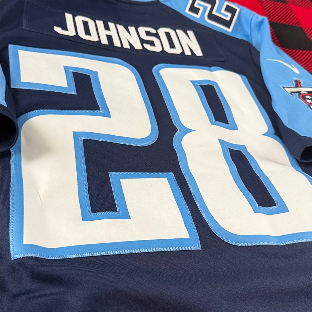 Tennessee Titans #28 Chris Johnson NFL On Field Home Nike Jersey - Picture 8 of 9